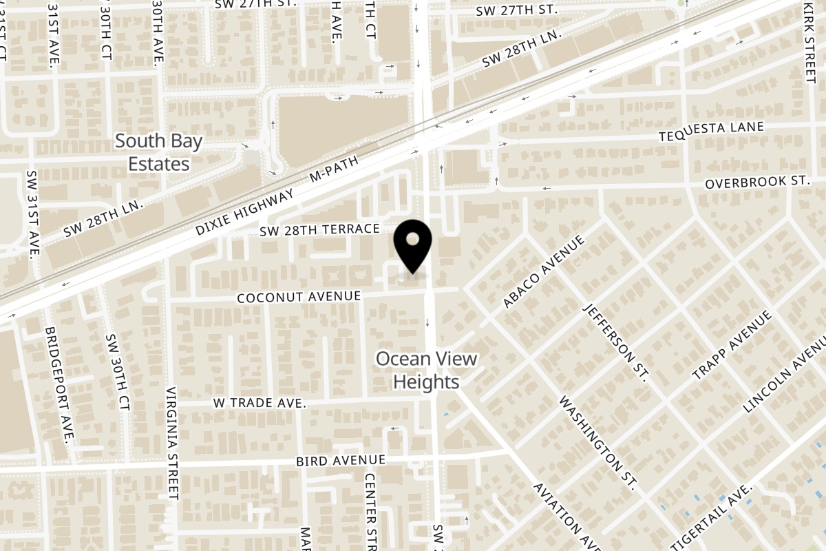 Map showing the location of Berries in the Grove on 2884 SW 27th Ave in Miami